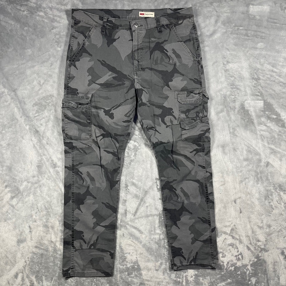 Wrangler Mens Regular‎ Taper Cargo Pants Gray Camo 36x30(28.5) 70SYWGL